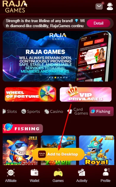 Click on add to desktop option